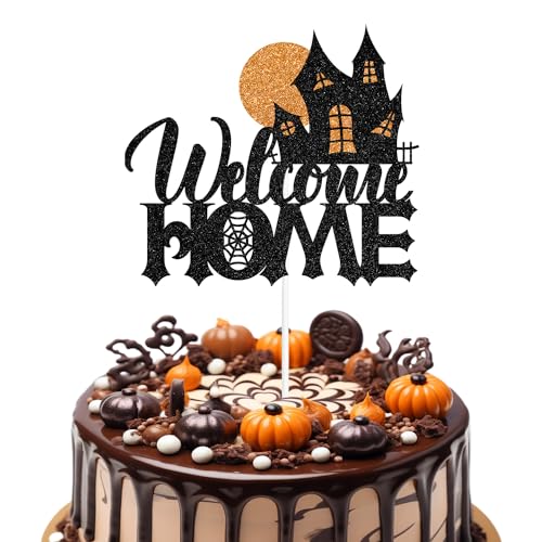 Halloween Ghost Cake Topper with Welcome Home Message - Spooky Party Decoration
