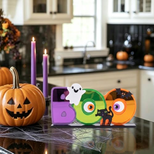 Halloween Boo Wood Sign with Eyeballs - Indoor Holiday Decorations MYTD-8128