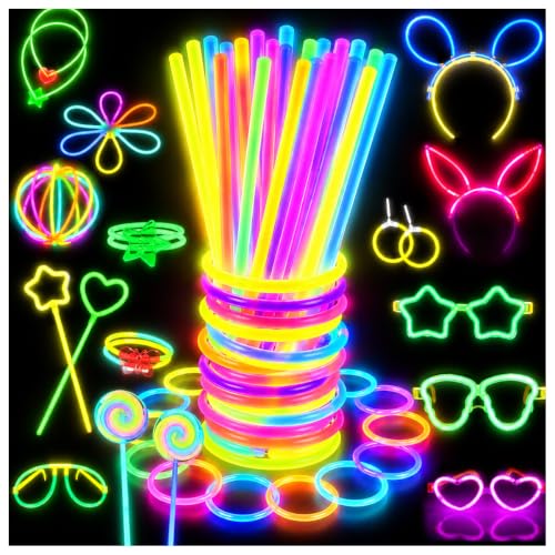 729 Pcs Glow Sticks & Accessories Bulk Party Pack for Events - Neon Glow in the Dark