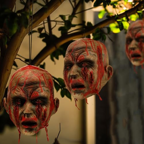 Halloween Severed Zombie Head Props - Realistic Latex Decor, 10.28 x 9.53 Inches, Set of 3 - Chic Variation