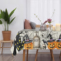 Halloween Tablecloth 60×84 Inch Rectangular Witch Spiderweb Pumpkin Fest Water-Resistant Fabric