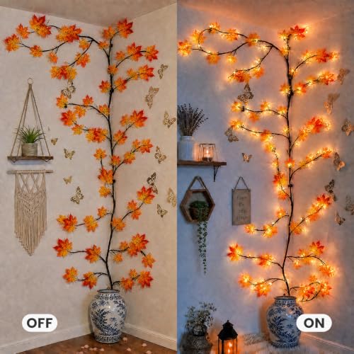 7.5FT Autumn Maple Leaf LED String Lights with USB & Remote Control