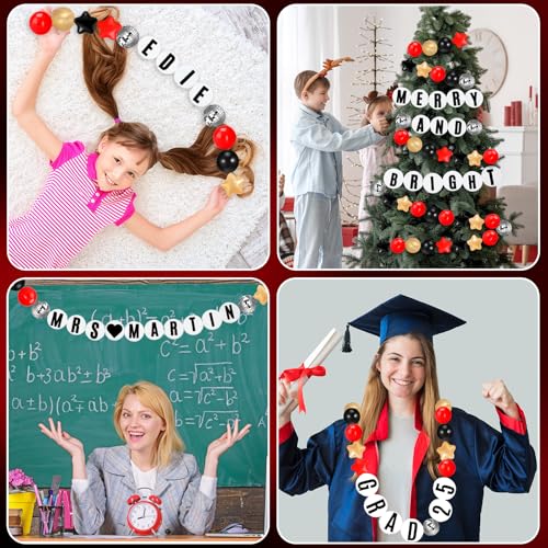 Simgoing Giant Friendship Bracelet Garland Kit - Black, Gold, Red Party Decor