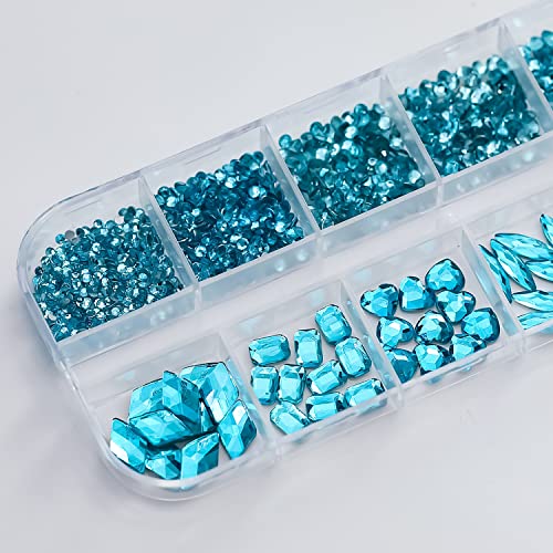 Blue Nail Art Rhinestone Set - 3D Crystal Nail Gems for Manicure & Crafts