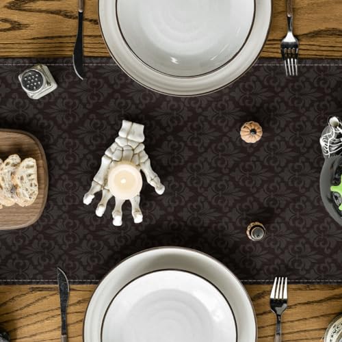 Halloween Table Runner 13x48 Inch Black Orange Decorative Table Decor