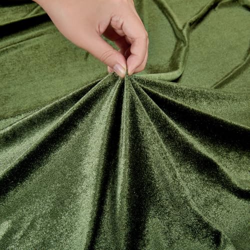 Velvet Tablecloth 60x120 Inches - Olive Green Ruffled Rectangular Holiday Decor