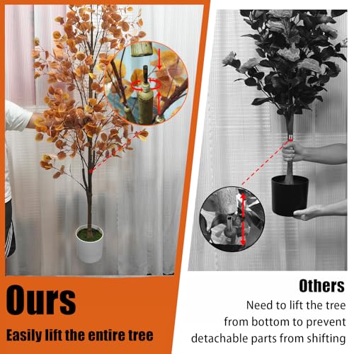 Eucalyptus Artificial Tree - 6ft Fall Outdoor Indoor Potted Autumn Decoration Variation of Eucalyptus / 6ft