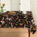 Vintage Mushroom Tablecloth - Black, 52x70 Inch Rectangular Dining Cover - Horaldaily