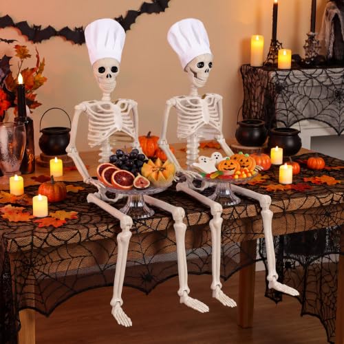 Chef Skeleton Halloween Candy Bowl Set - 35 Inch Spooky Skeleton Serving Dish with Chef Hats