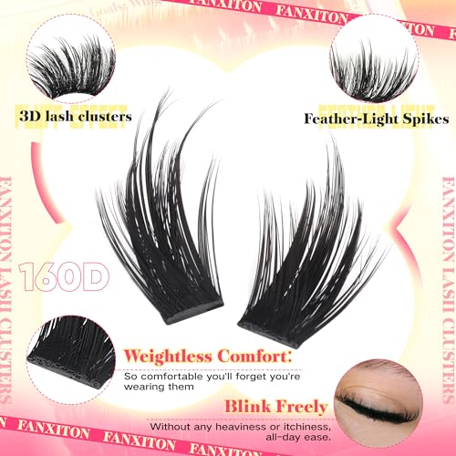 Lash Clusters -C Wispy Spikes 160D 10-18mm DIY Lash Extensions, Natural & Dramatic