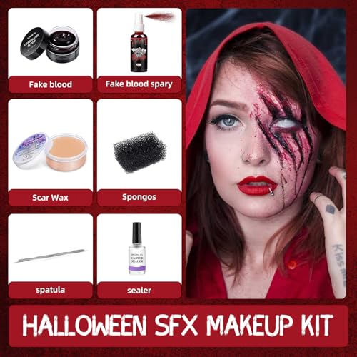 SFX Makeup Kit 6PCS - Scar Wax, Fake Blood, Wound Effects for Halloween