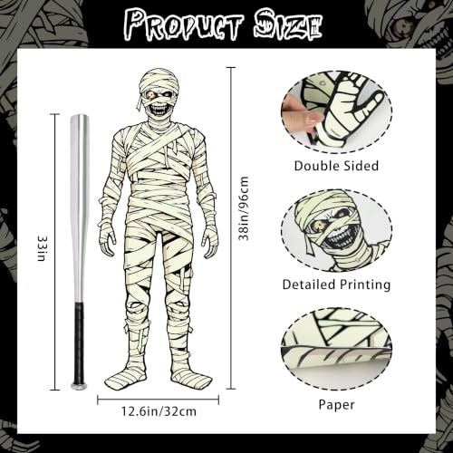 Halloween Mummy Decorations - Jointed Paper Mummy Prop for Spooky Displays - 3.2ft - Variation: Mummy / 1