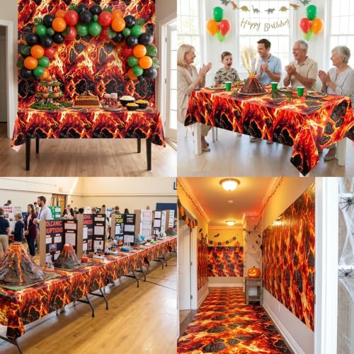 Red Lava Plastic Tablecloth Roll - Heavy-Duty Leak-Proof 100FT x 54IN with Slide Cutter