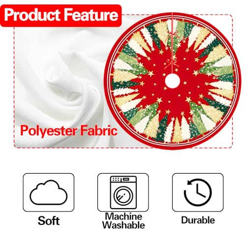48-Inch Red Christmas Tree Skirt with Peppermint Design - Holiday Decor