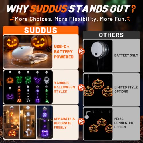 Halloween Window Lights 3 Pack Pumpkin Ghost Spider with Timer - Indoor Decor