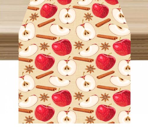 Fruit Table Runner with Cinnamon Sticks & Star Anise - 13x36in - Red Variation of THIS Listing