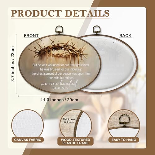 Crown Oval Wall Art Decor - Religious Bible Verse Canvas for Church & Home