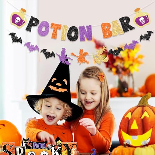 Halloween Potion Bar Banner Decor with Potion Signs - Witch Party & Haunted House Decorations