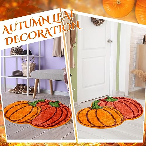 Thanksgiving Pumpkin Bathroom Rugs 2-Pack Non Slip Fall Decor - 26 x 20 Inches