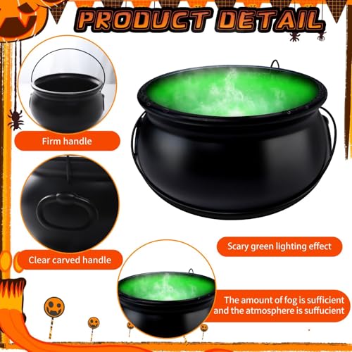 Large Green Halloween Witches Cauldron Diffuser with Skeleton & LED Fog Lights
