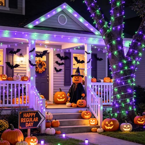 Halloween String Lights 200 LED Purple & Green Indoor Outdoor Plug-In