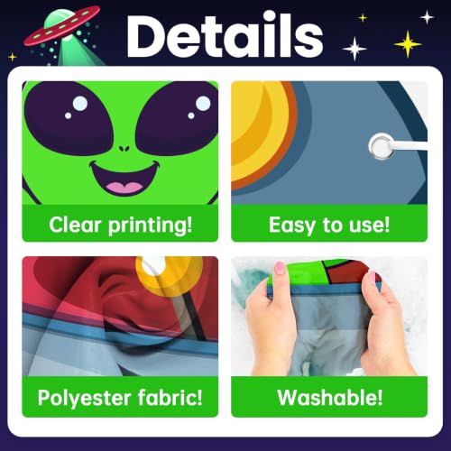 Alien Party Decorations Set - UFO Banner, Green Fringe Curtains & Alien Signs