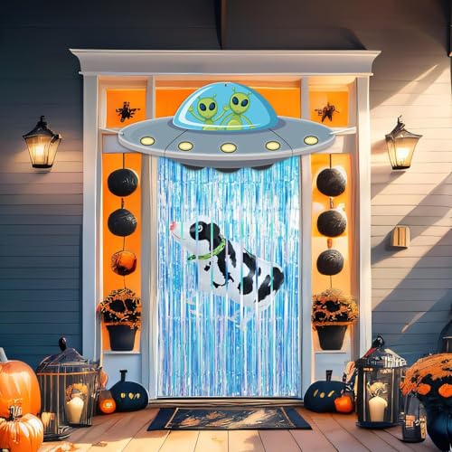 Alien Party Door Banner & Tinsel Curtain Halloween Decor Set