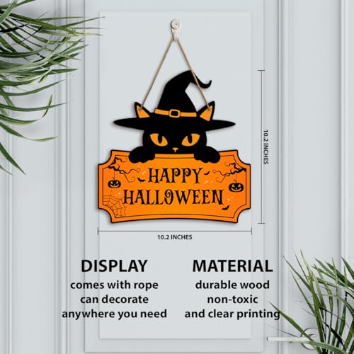 Halloween Black Cat Welcome Door Wooden Sign Decor - Halloween01