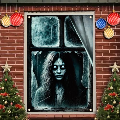 Halloween Ghost Girl Window Cover 47x31 Inch Haunted House Decoration Horror Decal