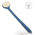 VANZAVANZU Back Scrubber for Shower, Bath Brush with 17-Inch Long Anti-Slip Handle, Wet and Dry Brushing Body Brush for Body Cleansing, Back Brush for Men and Women (Blue)