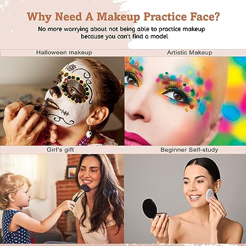 Bright Silicone Makeup Practice Face Board with Kit - Mannequin for Beginners & Professionals