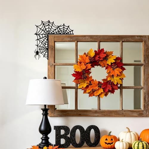 Spider Web Door Topper Sign Wall Art Decor - Weather-Resistant Metal