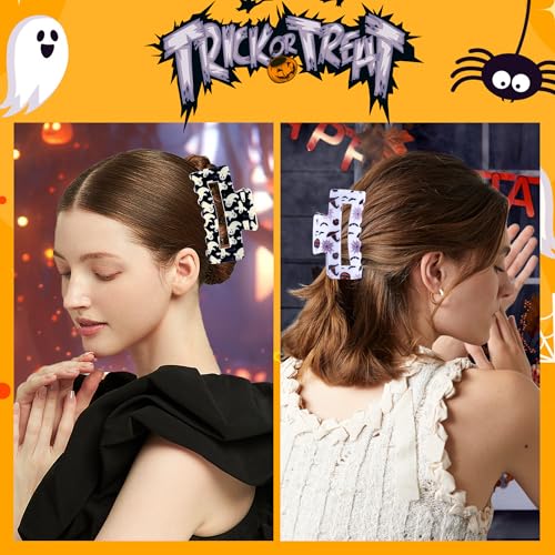 Halloween Hair Claw Clips - Ghost, Witch Hat & Bat Design, Strong Hold, Party Accessories - Halloween-C