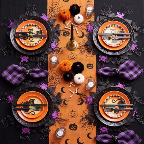 Halloween Placemats Set of 4 - Black Leaf Halloween Table Decor