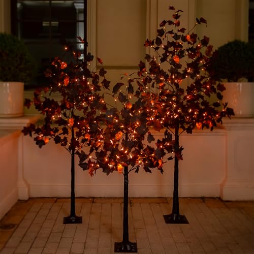 Halloween Decor Set - 4ft, 5ft & 6ft Black Maple Trees with LED Lighting & Ornaments (Variation of THIS listing)