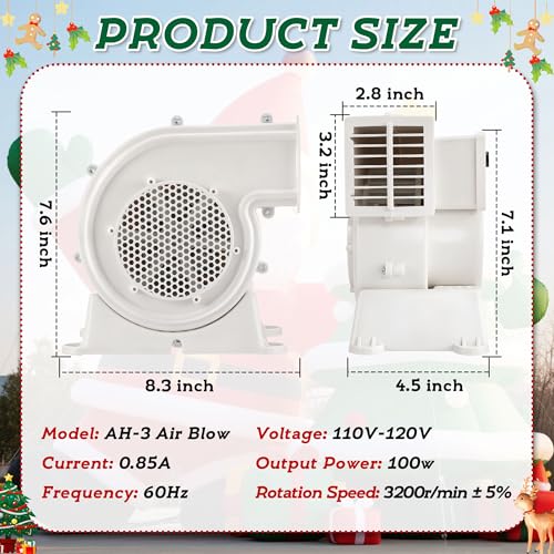 AH-3 100W Air Blower for Inflatable Decorations, Quiet Fan for Yard & Holiday Displays