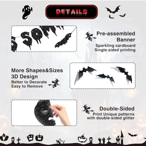 Halloween Decorations Banner Bat Swirl Party Decor Indoor - Spooky Set