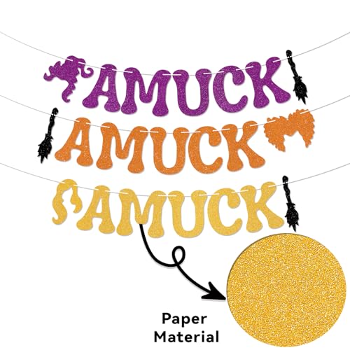 Halloween Banner - Glitter Amuck Amuck Amuck Party Decor, Witch Theme