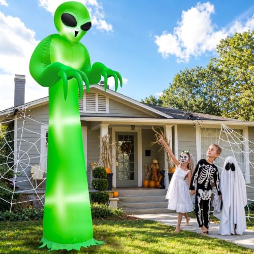 12 Ft Inflatable Halloween Alien Decor with Built-in LEDs Outdoor Yard Prop