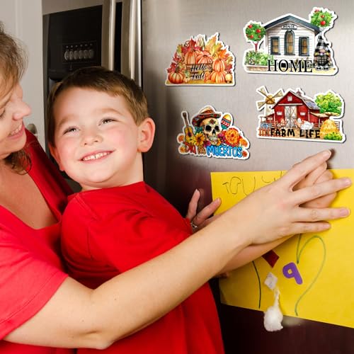 Large Holiday Refrigerator Magnets Set - 12 Seasonal 7.87 x 5.91 Inches