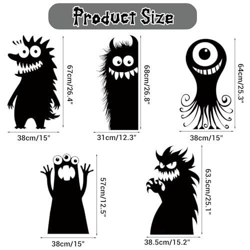 Giant Halloween Window Clings Set - 5 Sheets 29 Pieces Reusable Decor