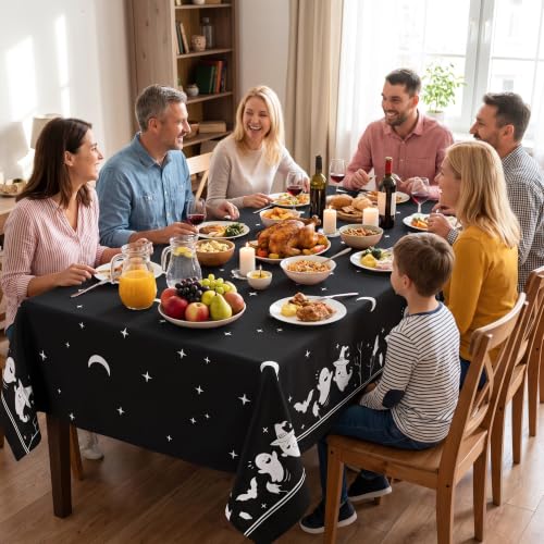 Halloween Plastic Tablecloths 3-Pack - Spooky Party Decor for Indoor & Outdoor Events