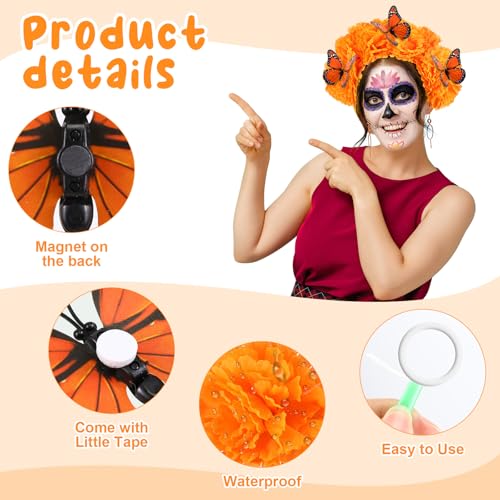 Day of the Dead Decoration Set with Marigolds Butterflies Candles Banner - Dark Orange & Yellow