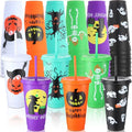 Halloween Plastic Cups with Lids & Straws - Ghost Style, 24 Oz, 36 Pack
