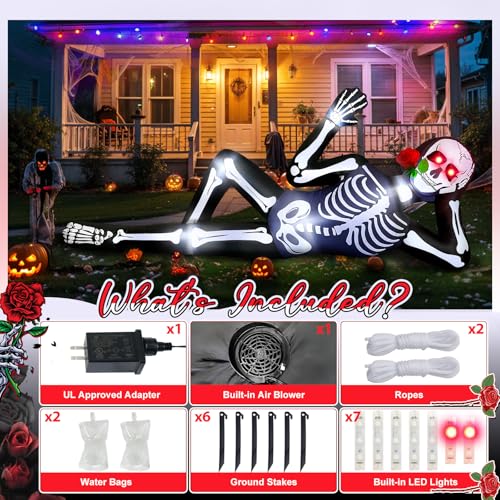 10FT Inflatable Skeleton Halloween Decoration with LED Lights for Outdoors