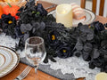 Black Halloween Garland with 10 Roses Berries & Eucalyptus Leaves - 6ft, Variation: Black