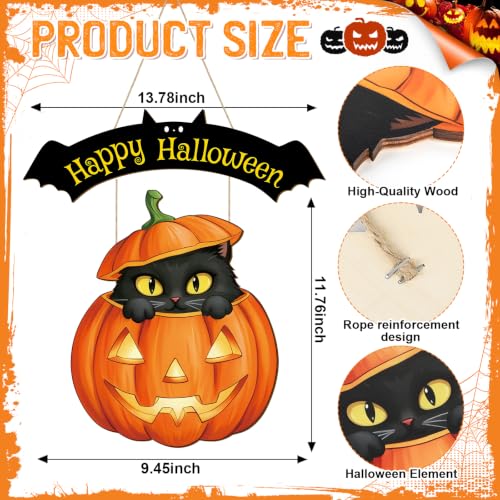 Large Orange Wooden Halloween Door Wreath - Front Door Wall Decor Sign