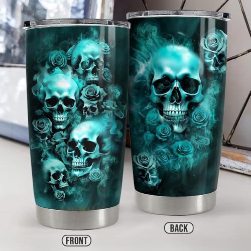 Skull 20oz Stainless Steel Insulated Travel Mug Cup – Goth Gothic Gift Variation