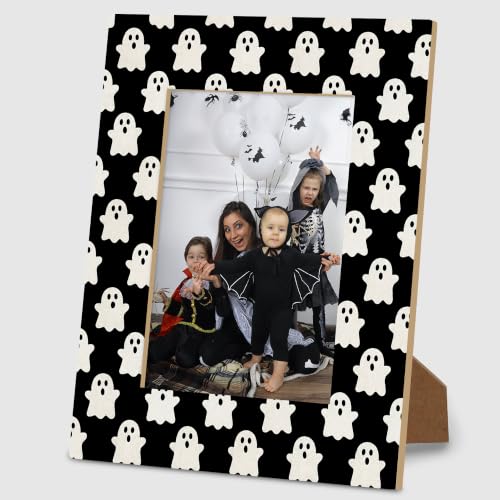 Halloween Picture Frame 4x6 Photo Black and Ghost Wooden Decor with Variation