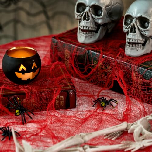 410 x 80 Inch Halloween Creepy Cloth - Red Spooky Gauze for Yard & Outdoor Decor